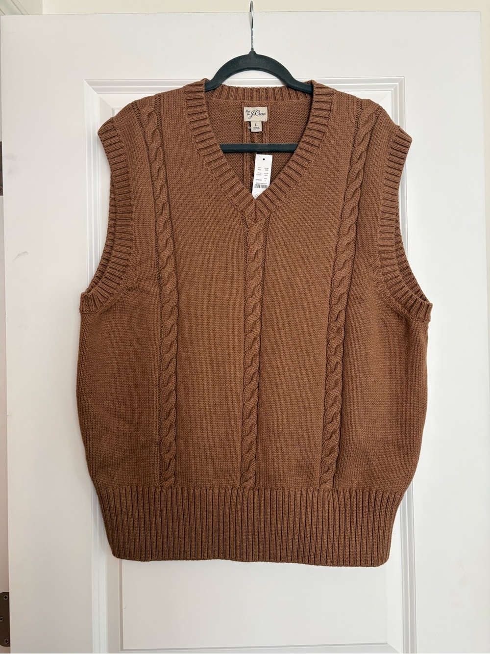 J. Crew Brown Cable-Knit V-Neck Sweater Vest